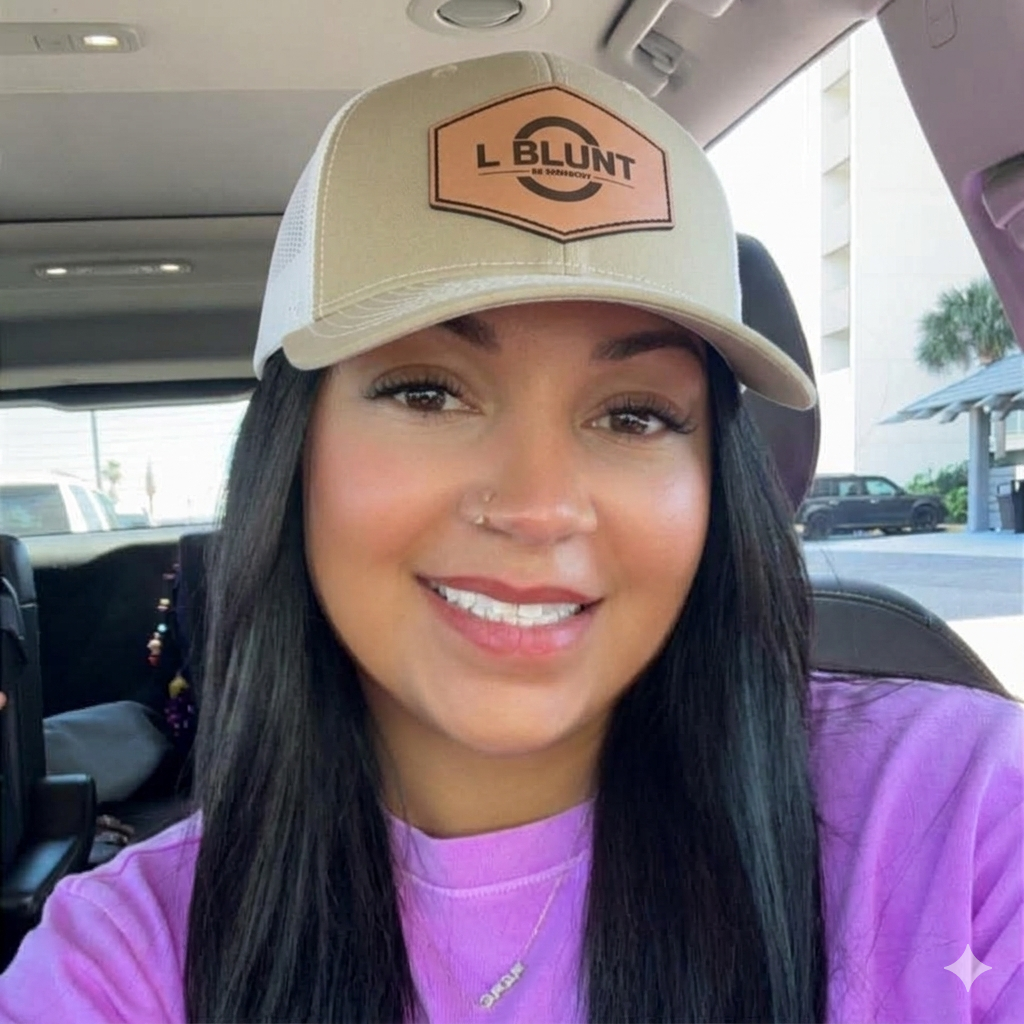 Khaki & White Leather Patch Snapback Hat