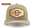 Khaki & White Leather Patch Snapback Hat