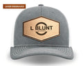 Grey & White Leather Patch Snapback Hat